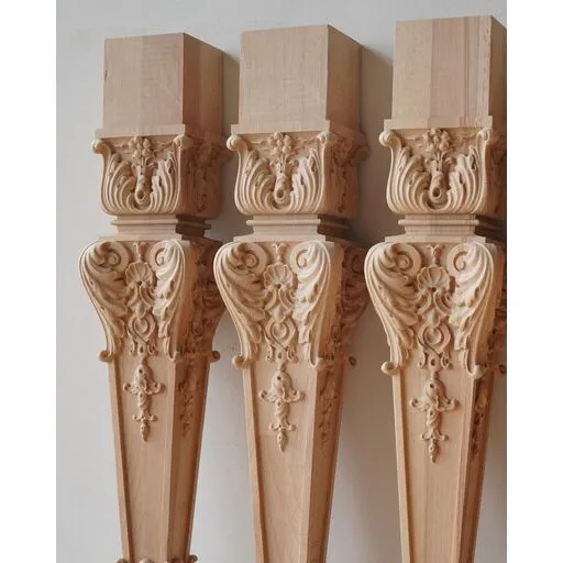 Square tapered table legs with acanthus leaf antique - 2